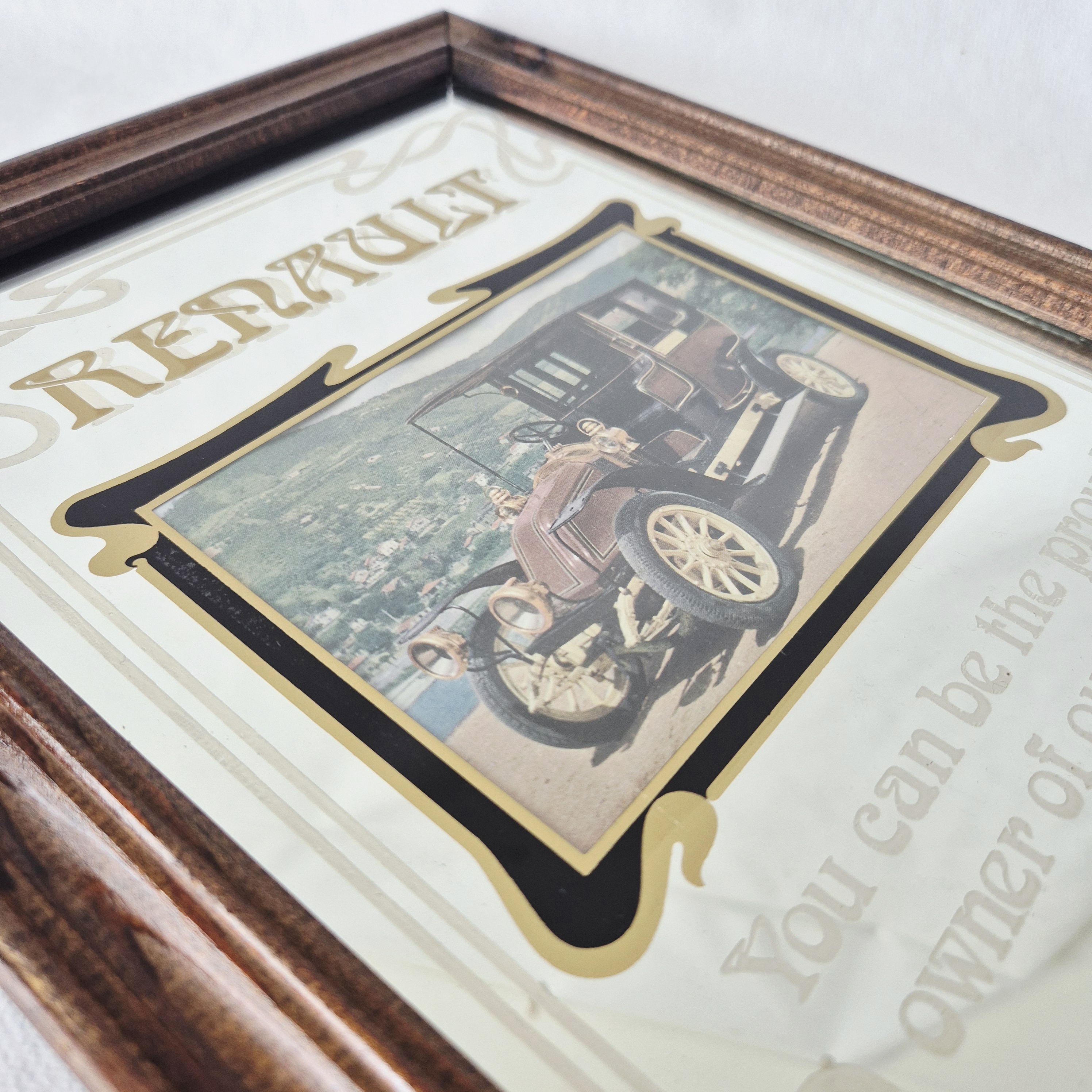 Vintage spiegel Renault | Reclamebord | Auto reclamebord