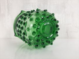 Vintage vaas Murano Empoli glas, groen, glazen vaas uit de jaren 60, Hobnail