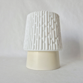 Vintage opaline glazen plafondlamp – wit reliëf