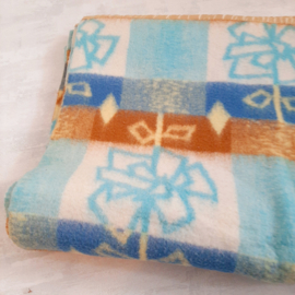 Vintage jaren 70 wollen deken, bloemen, Red Clan Blanket
