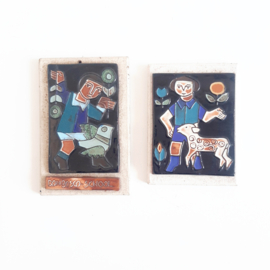 Keramische tegels Henk Potters, jaren 70, Don Bosco school, Kunsttegel