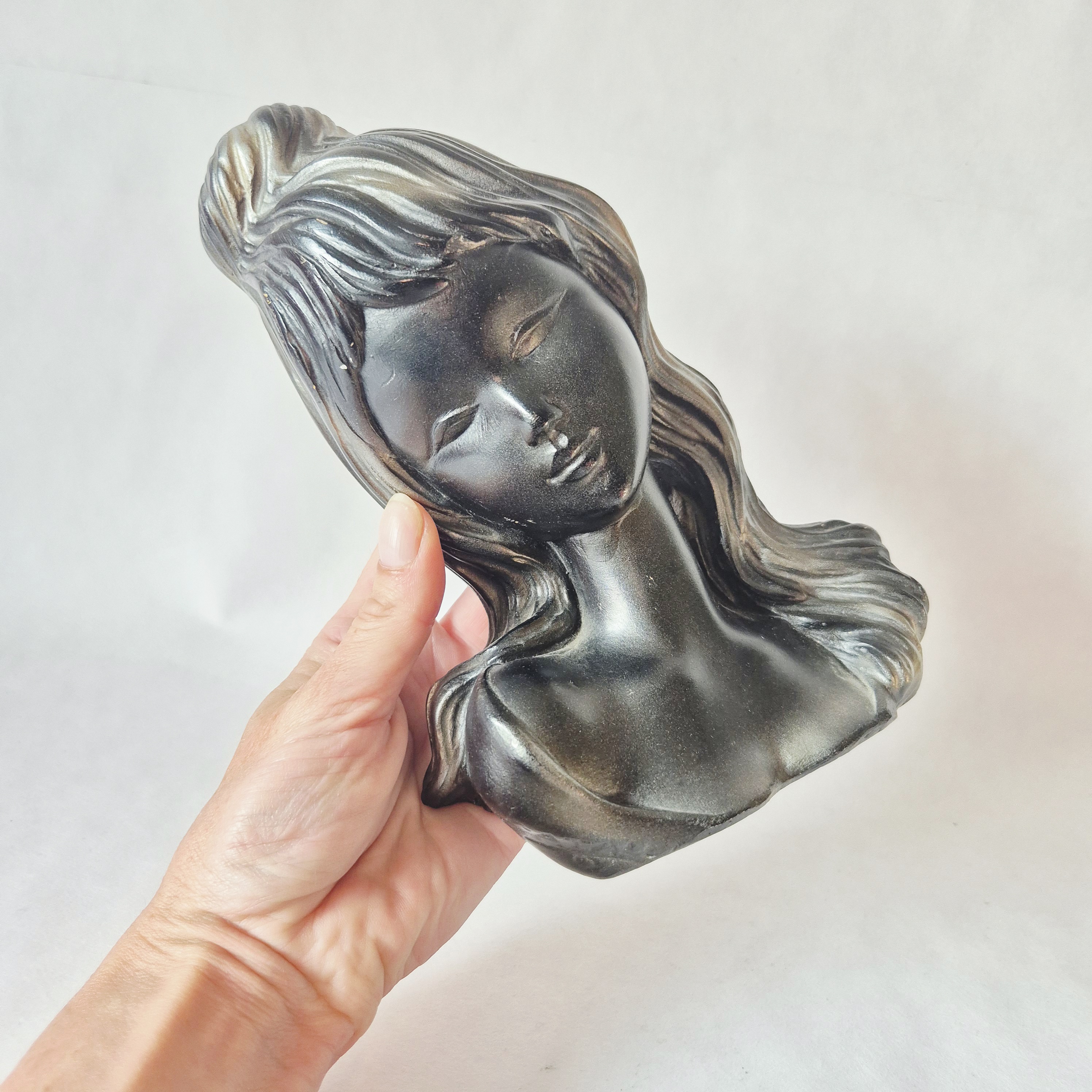 Jaren 50 wandsculptuur | Keramisch beeld portret | Wandhanger masker
