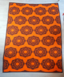 Vintage jaren 70 deken | Dralon deken | bruin/oranje | Bloem decor