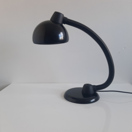 Vintage zwarte bureaulamp met gooseneck, jaren 80 tafellamp, design werklamp