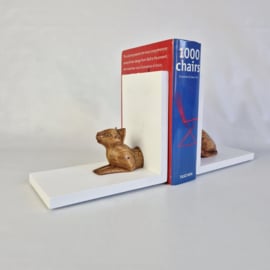 Vintage houten boekensteun met Kat
