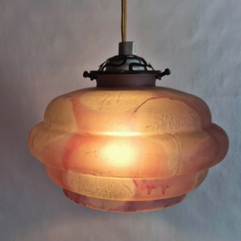 Art Deco glazen hanglampen set van 2