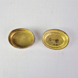 Vintage/Antiek Pillendoosje | Parelmoer met Messing Doosje