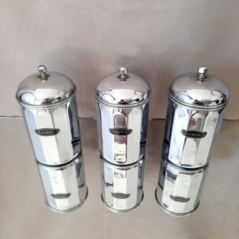 Set van 3 Art Deco Voorraadpotten, chroom, voorraadpotten met label