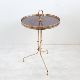 Vintage messing koperen bijzettafel | Jaren 60 tafeltje | Hoge bijzettafel met formica