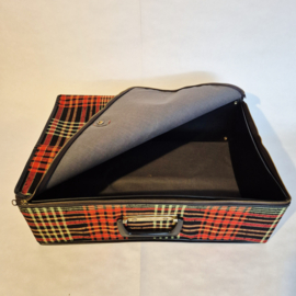 Vintage opvouwbare koffer | Rood geruit retro design