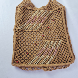 Jaren 70 Macramé tas met kralen