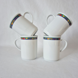 Vintage set van 4 mokken Tognana Italy | Jaren 90 bekers