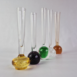 Set van 5 vaasjes bubbels | Gekleurde glazen bolvazen | Rozenvaas