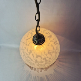 Vintage glazen hanglamp met kralen fringe