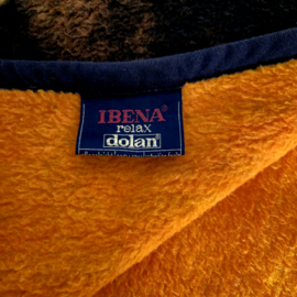 Jaren 70 oranje met bruine deken | Vintage deken met bloemen | Ibena relax Dolan