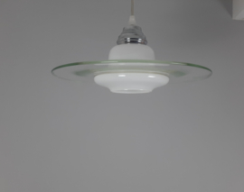 Jaren 70 glazen hanglamp, UFO, vintage hanglamp, Space Age