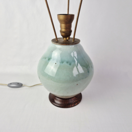 MCM tafellamp | Vintage keramische lamp met druipglazuur
