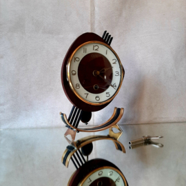 Vintage tafelklok Orfac, mcm klok, jaren 60 klok met pendule