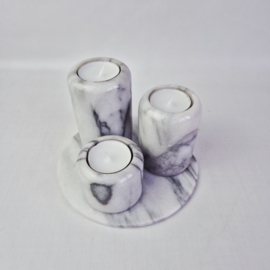 Set van 3 vintage marmeren waxinelichthouders | Theelichtjes
