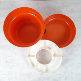 Jaren 70 naaimand | Oranje naaitrommel