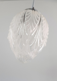 Art Deco glazen hanglamp | Hoge hanglamp met satijnglas in prachtig ontwerp | Origineel Art Deco lamp | Jaren 30 verlichting