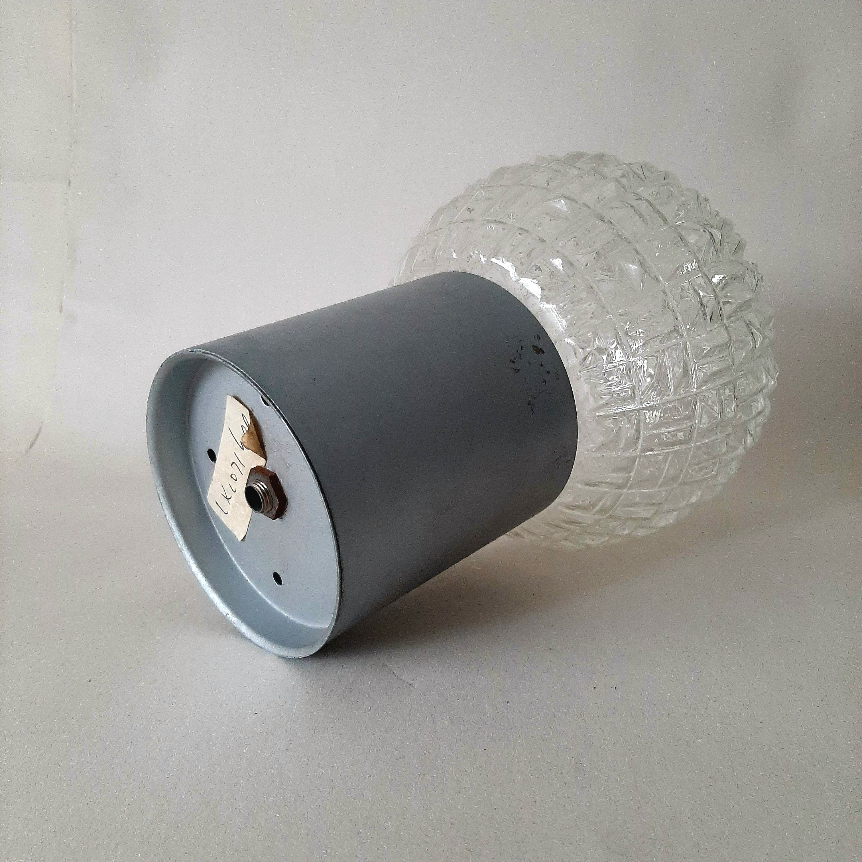 Jaren 60 plafondlamp | Schroefbol | Glazen bewerkte bol