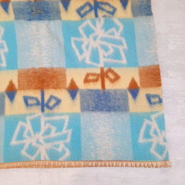 Vintage jaren 70 wollen deken, bloemen, Red Clan Blanket