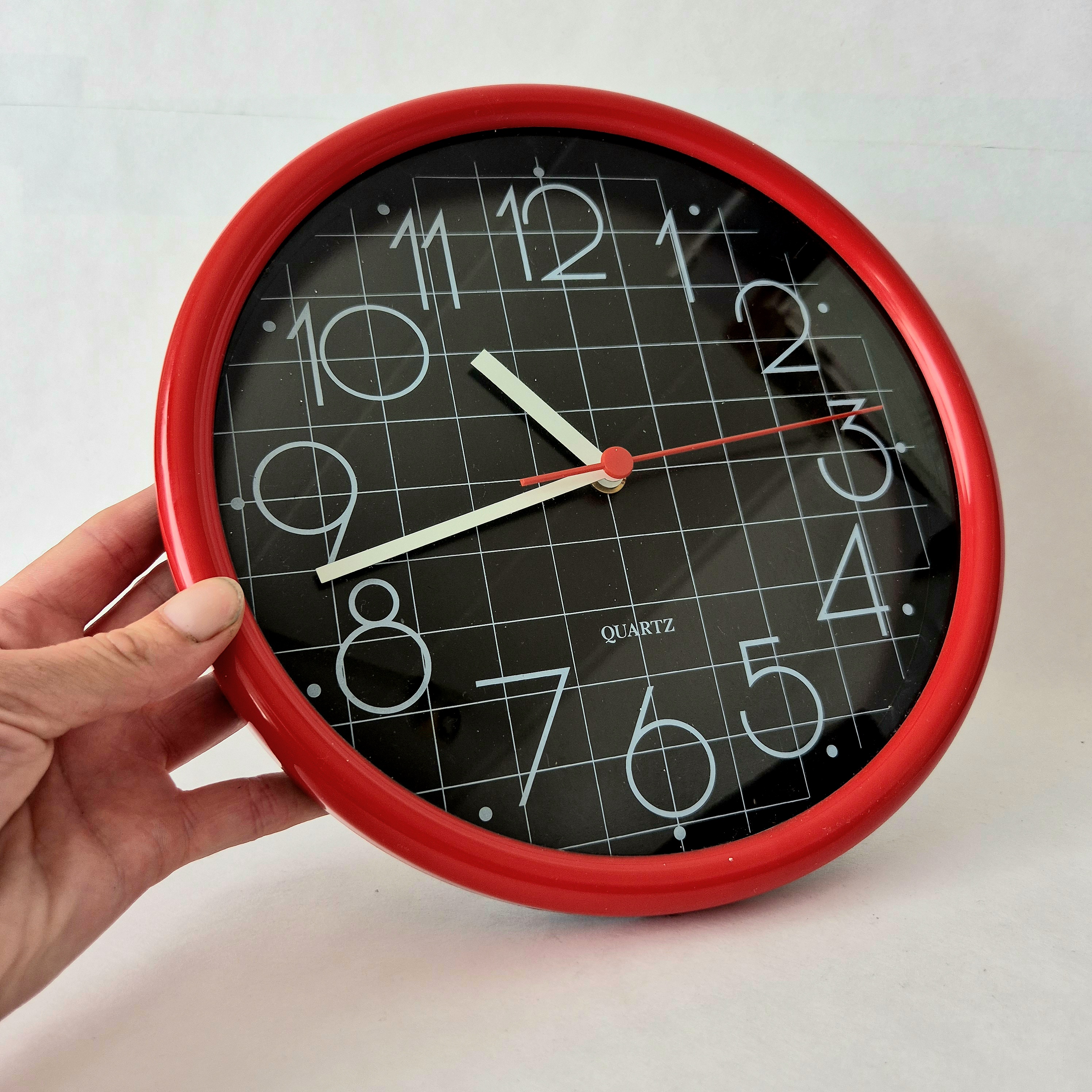 Memphis stijl wandklok | Vintage klok jaren 80 | Quartz wandklok