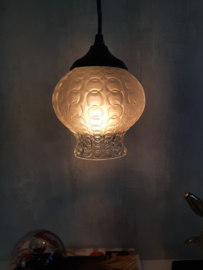 Glazen hanglampje, vintage lampenkap, MCM hanglamp