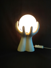 Vintage keramische tafellamp handen, jaren 80 schemerlamp