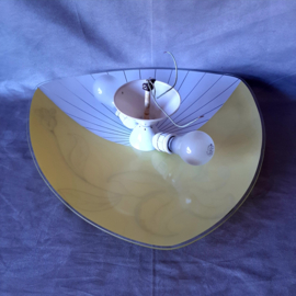 Plafondlamp Jaren 60 | Grote glazen plafondlamp met bloemdecor | Vintage lamp | Midcentury Modern lamp