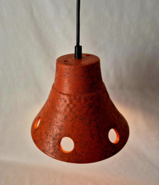 Oranje keramische hanglamp | Vintage jaren 70 lamp