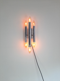 Wandlamp in de stijl van Gaetano Sciolari, Wandlamp chroom met 6 lichtpunten