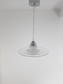Jaren 70 glazen hanglamp, UFO, vintage hanglamp, Space Age