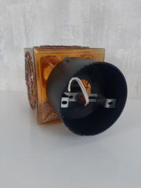 Jaren 70 bruin glazen plafondlamp | Vintage plafonniere Scandinavische lamp
