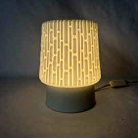Vintage opaline glazen plafondlamp – wit reliëf