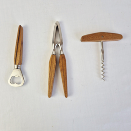 Vintage barset met houten handgrepen