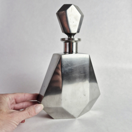 Vintage LG Étains 97% Tin Geometrische Fles | Vintage decanter in Art Deco stijl