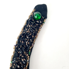 Geborduurde ketting met kralen | Vintage ketting met bloemdecor