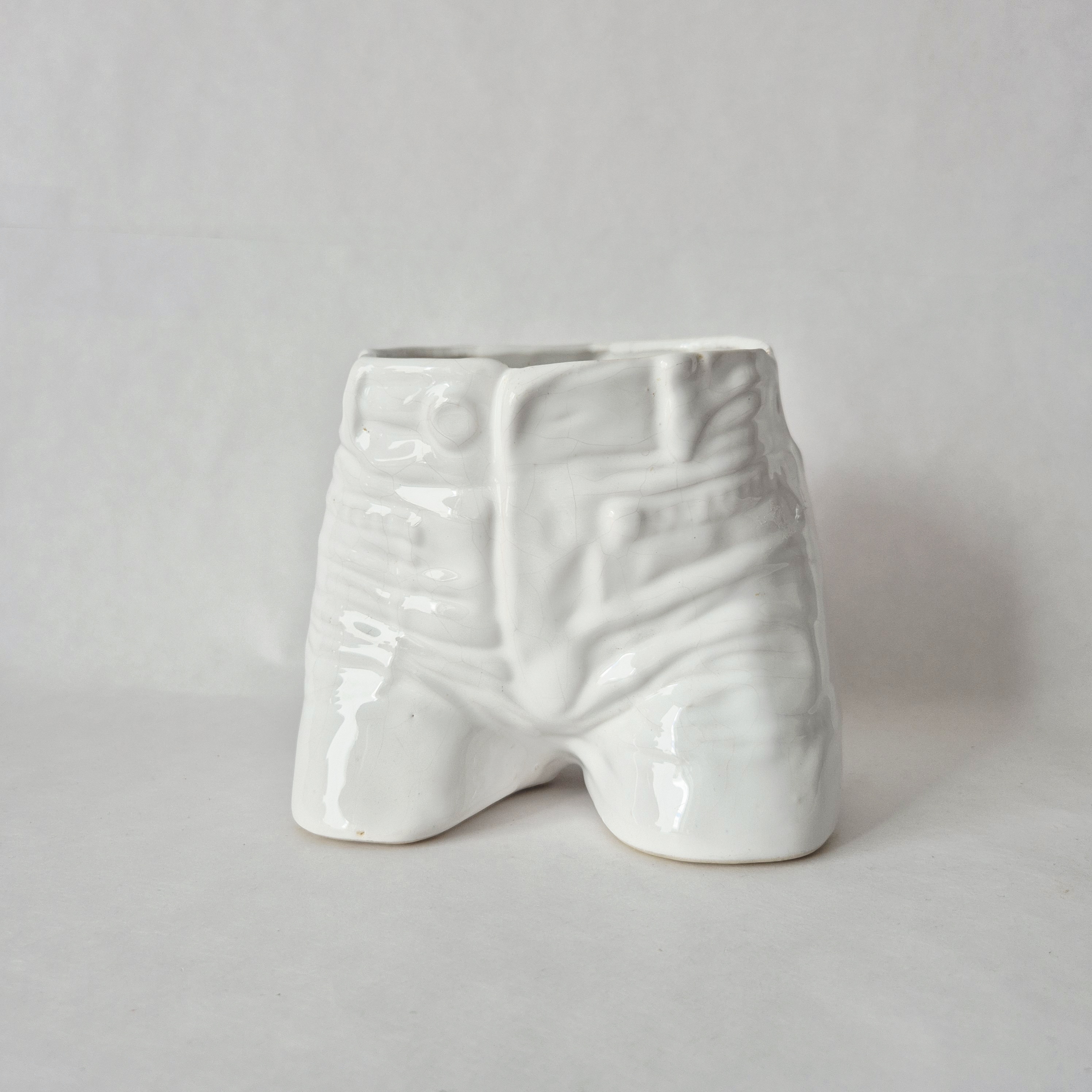 Bloempot uit de jaren 80 | Vintage jeans bloempot
