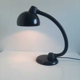 Vintage zwarte bureaulamp met gooseneck, jaren 80 tafellamp, design werklamp