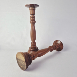 Vintage Houten Kandelaars Set van 2