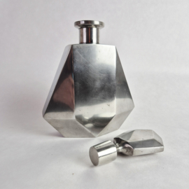 Vintage LG Étains 97% Tin Geometrische Fles | Vintage decanter in Art Deco stijl