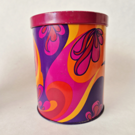 Set van 2 Jaren 70  voorraadblikken met psychedelisch decor