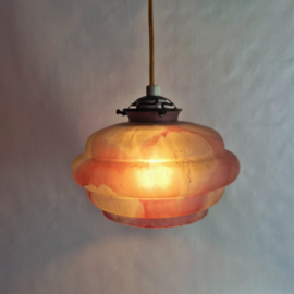Art Deco glazen hanglampen set van 2
