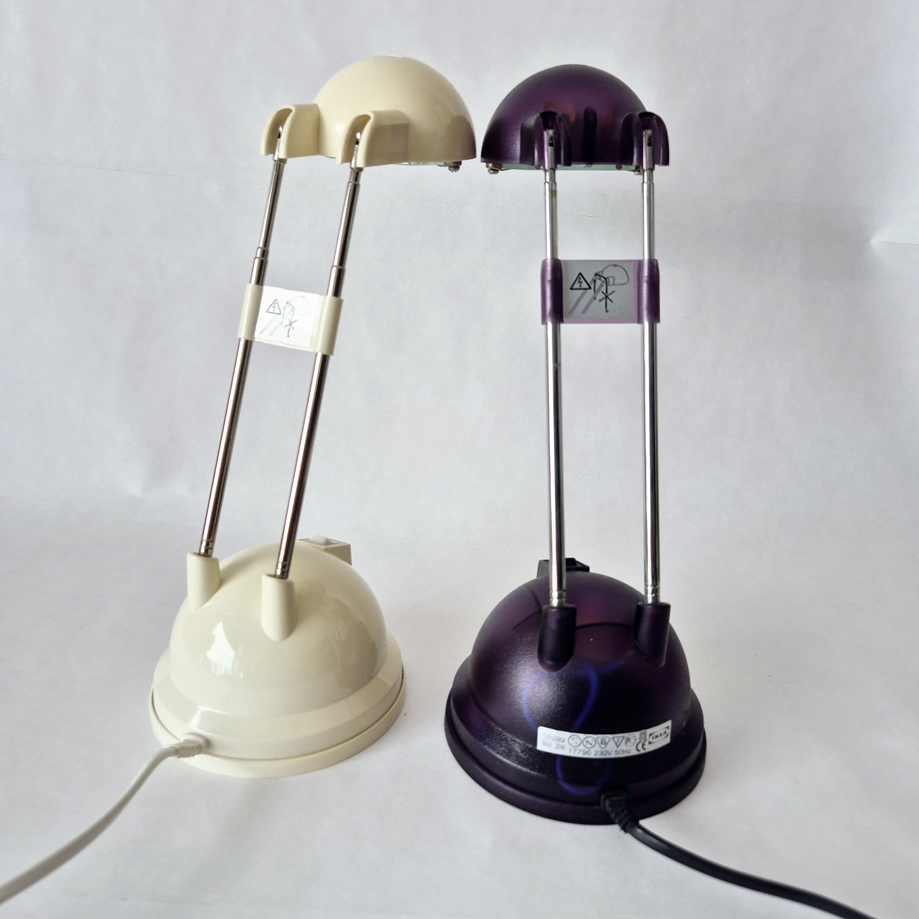 IKEA Espressivo Clear telescopische Bureaulamp | Retro 1990s Space Age Y2K Lighting | Wit of paars transparant