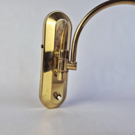 Vintage Kemner Wandlamp Messing & Wit Glas