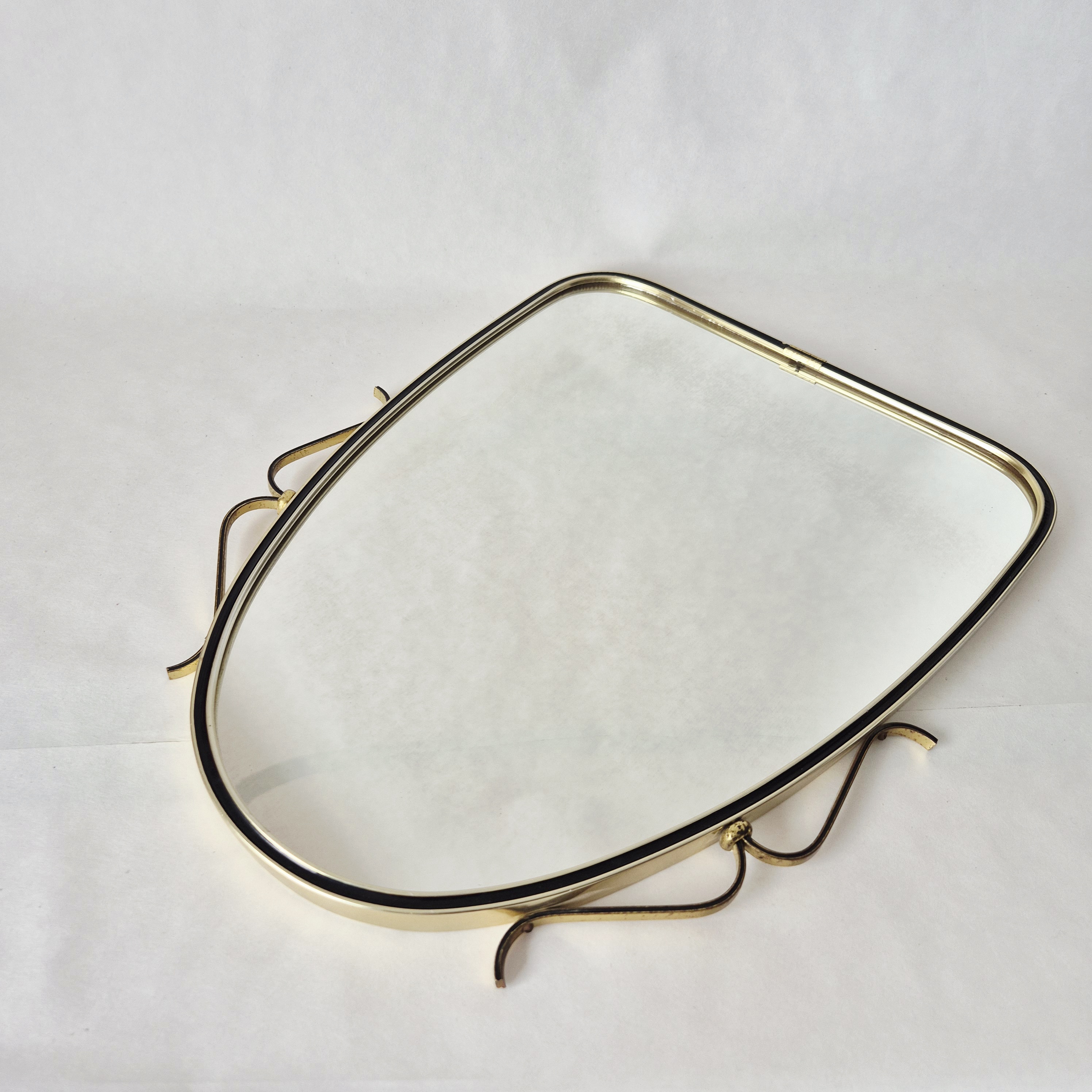 Jaren 60 messing spiegel | Vintage MCM wandspiegel | Mid-century modern spiegel