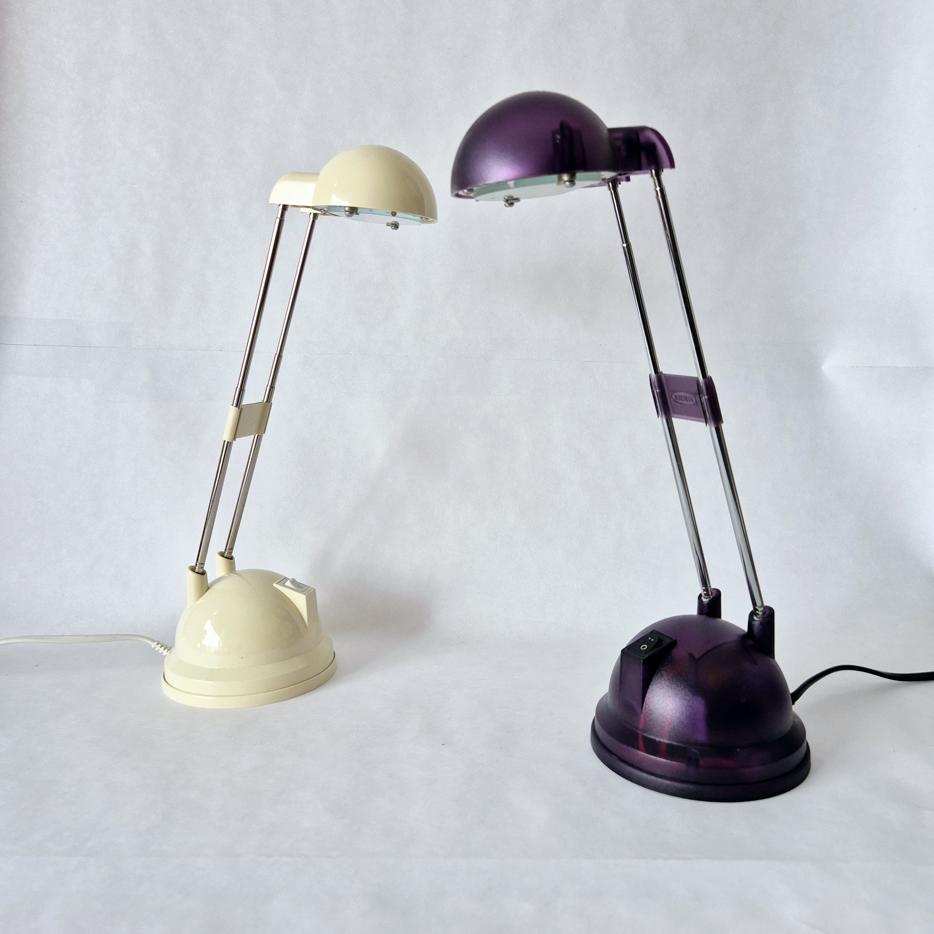 IKEA Espressivo Clear telescopische Bureaulamp | Retro 1990s Space Age Y2K Lighting | Wit of paars transparant