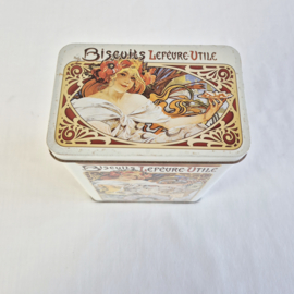 "Biscuits Lefèvre-Utile" Blik met Afbeelding Alphonse Mucha